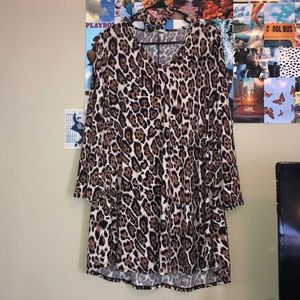 Cheetah print long sleeve dress with choker